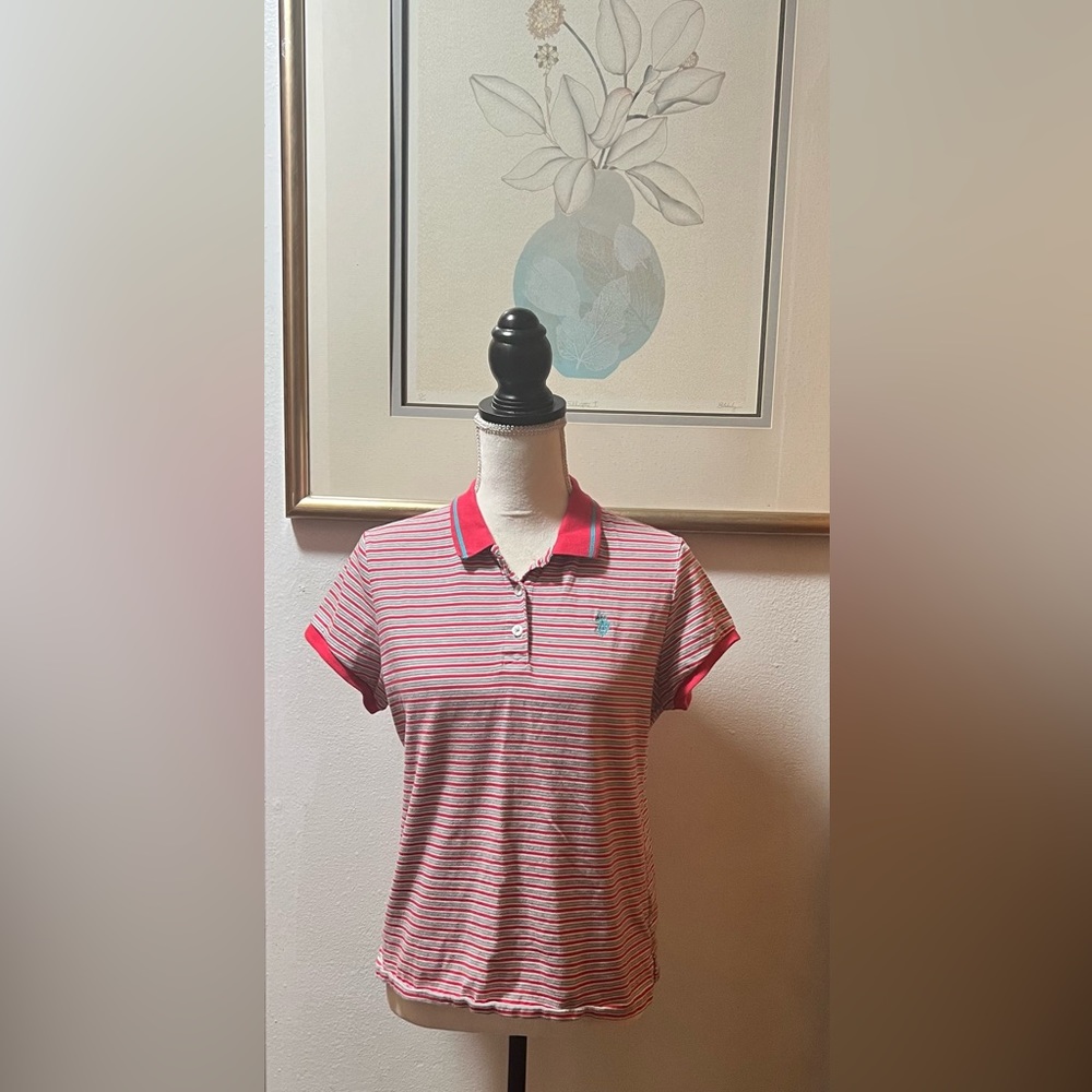 U.S. Polo Assn. Pink and Gray Fitted Polo Shirt